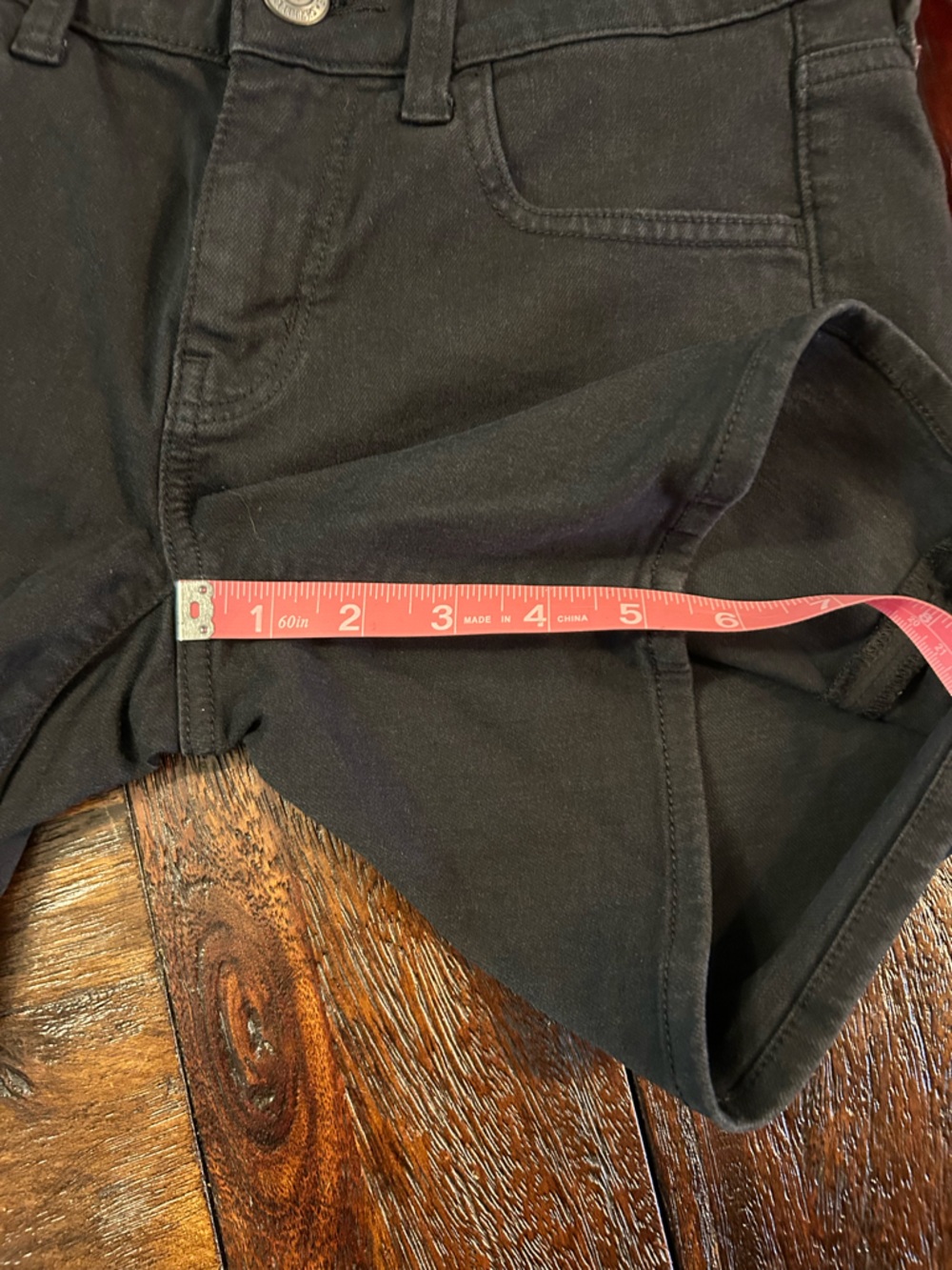 American Eagle Outfitters Black Super Stretch Midi Twill High Waist Denim Shorts - Picture 8 of 8